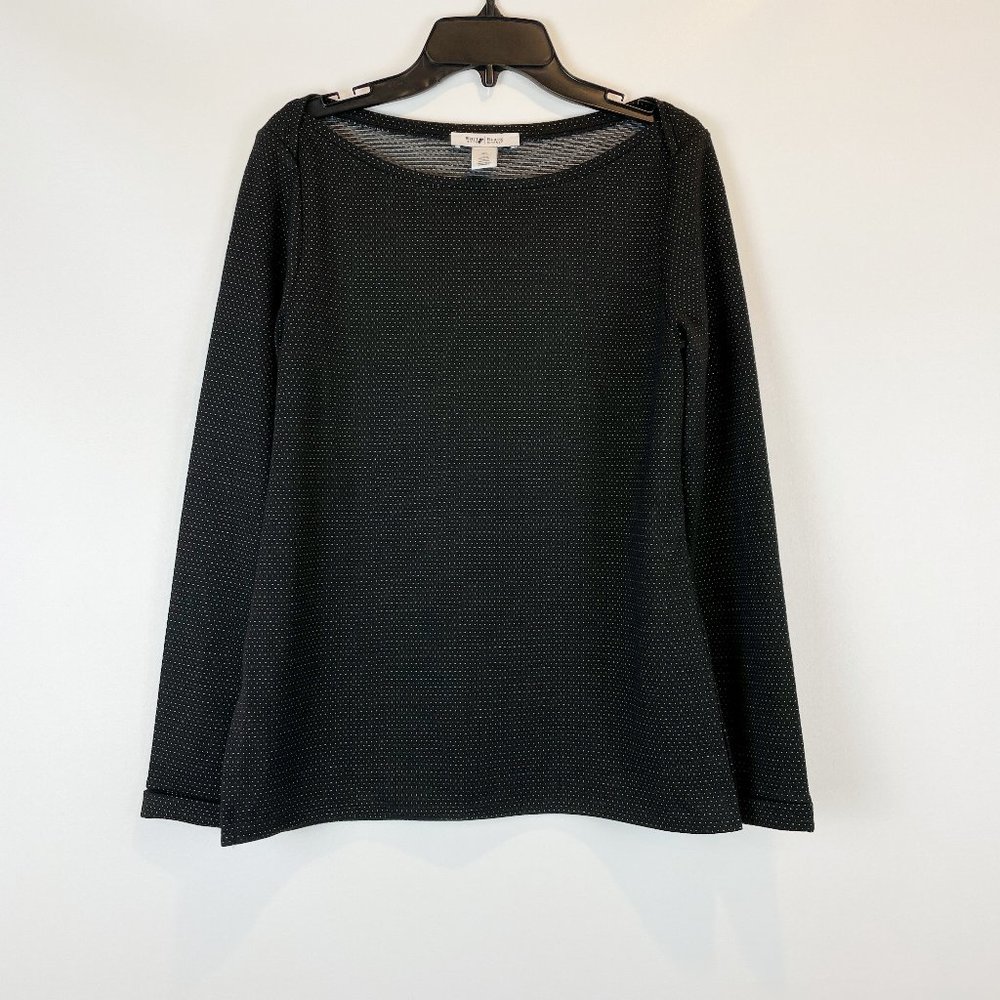 NWOT White House Black Market Top Black with White Dots XS